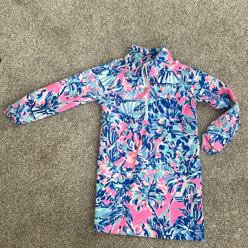 Lily Pulitzer girls long sleeved quarter zip pullover dress, size 4-5